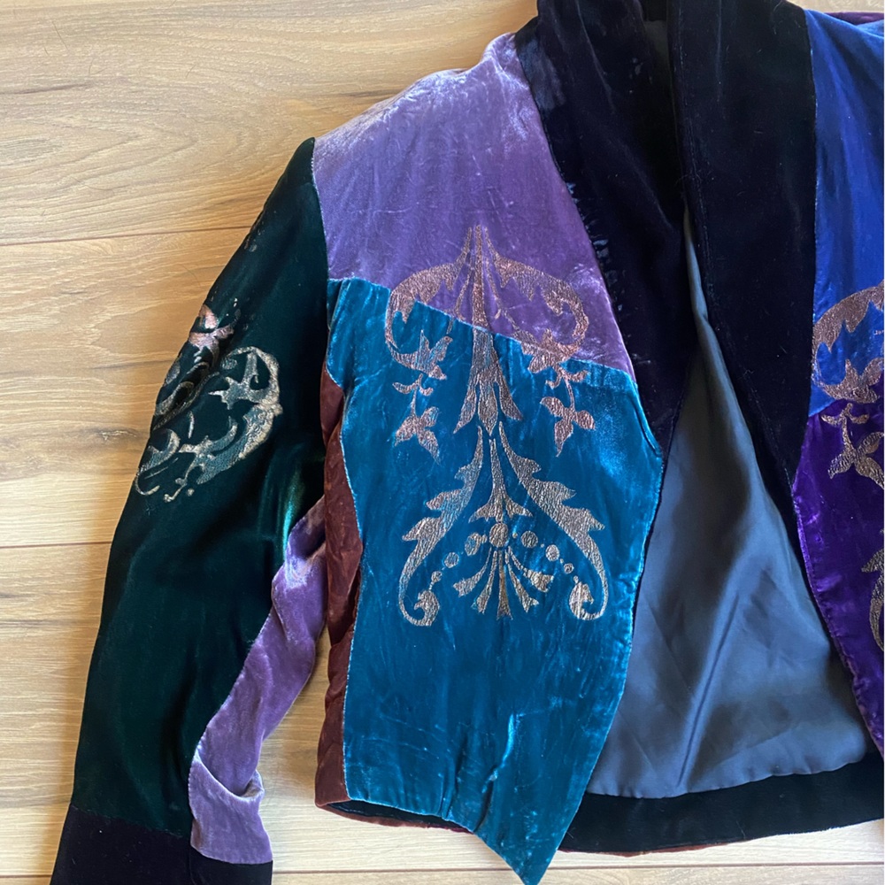 Velvet Multicolor Embroidered Jacket - image 6